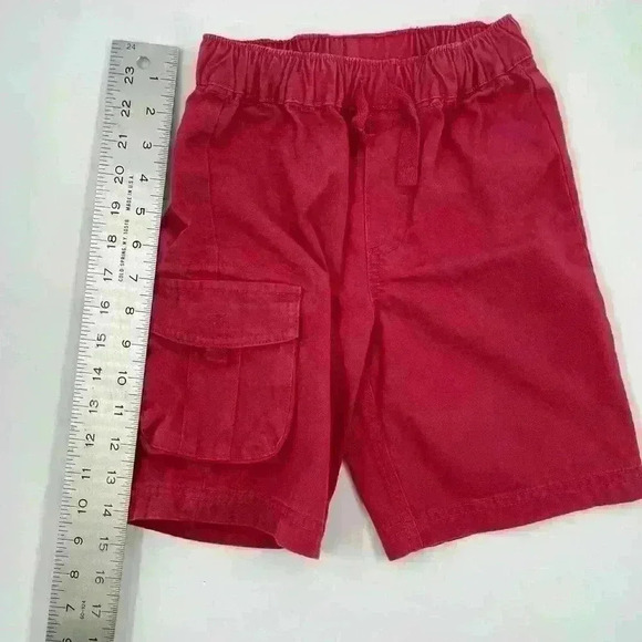 Hanna Andersson Size 110 Red Cargo Shorts Drawstring 100% Cotton Side Pocket - Picture 6 of 9